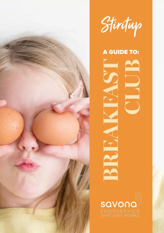 A Guide to Breakfast Clubs Front Cover showing a young girl with eggs over her eyes, pulling a face.